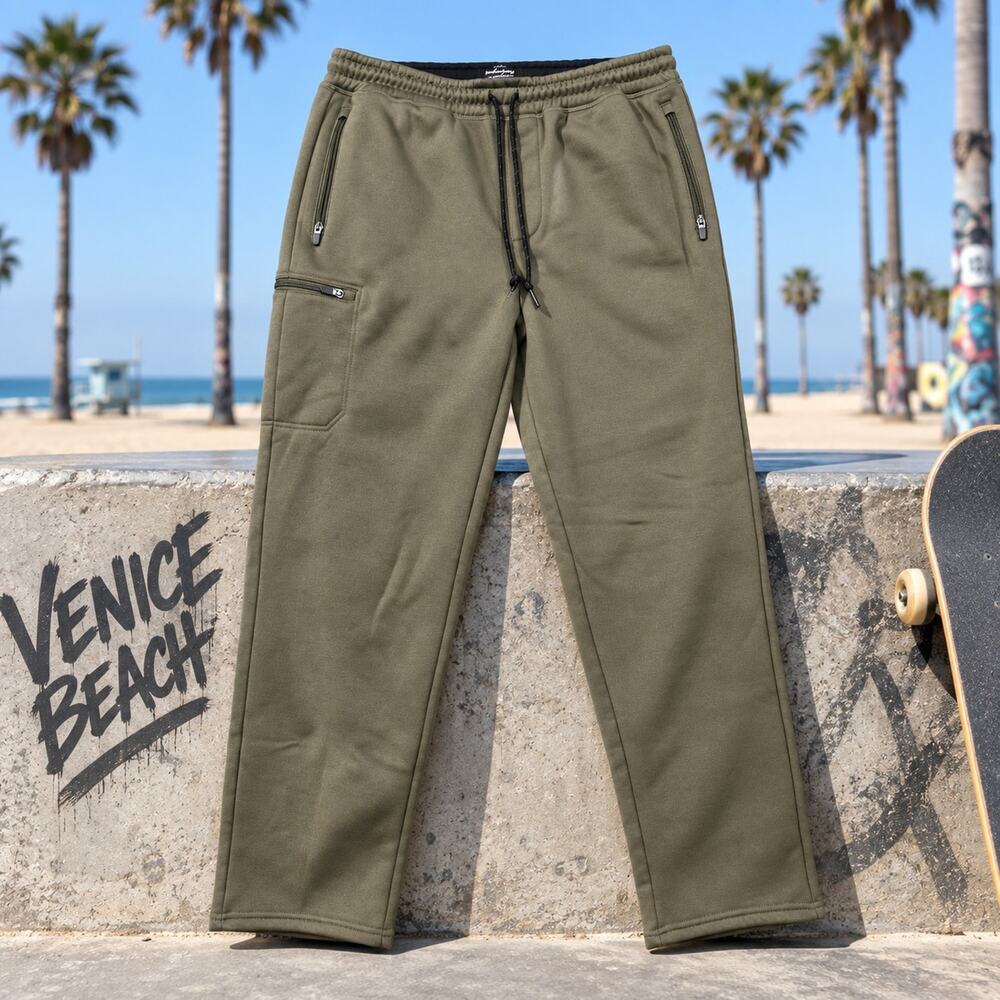 Weatherproof Vintage Mens XXL Olive Green Fleece Lined Relaxed Joggers 1912042